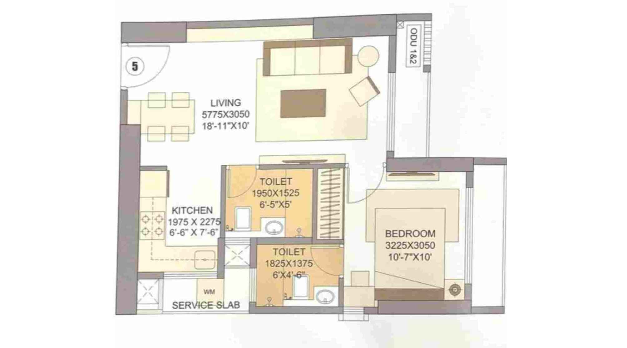 Sheth-Auris-Tower-B-Clara-Floor-Plan-1-BHK-387-sqft-Unit-5
