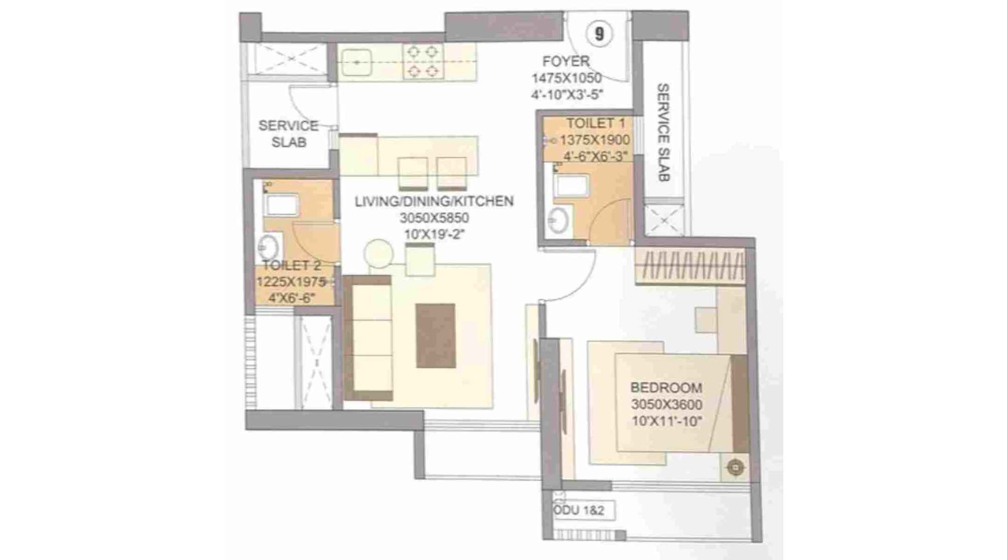 Sheth-Auris-Tower-B-Clara-Floor-Plan-1-BHK-392-sqft-Unit-9